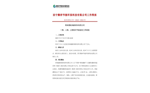 青海濮耐高新材料有限公司一期、二期、三期項目節(jié)能驗收工作簡報
